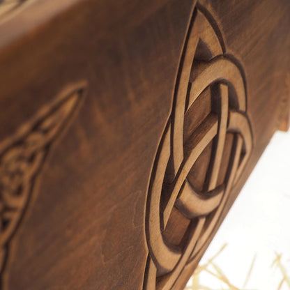 Triquetra Wooden Urn For Human Ashes, Wooden Memorial Box, Hand Carved, Keepsake Cremation Urns, Cremation Boxes For Burial, Celtic pagan