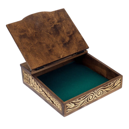 Personalized Hand carved medieval bureau box, wooden desk,  hand carved writer place, medieval, SCA, LARP, reneaccment and fantasy equipment