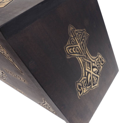 Viking Personalized Wood Urn with Yggdrasil and set of memory boxes, Viking ship, Wooden Memorial Box Carved , Cremation Urns, Viking, pagan