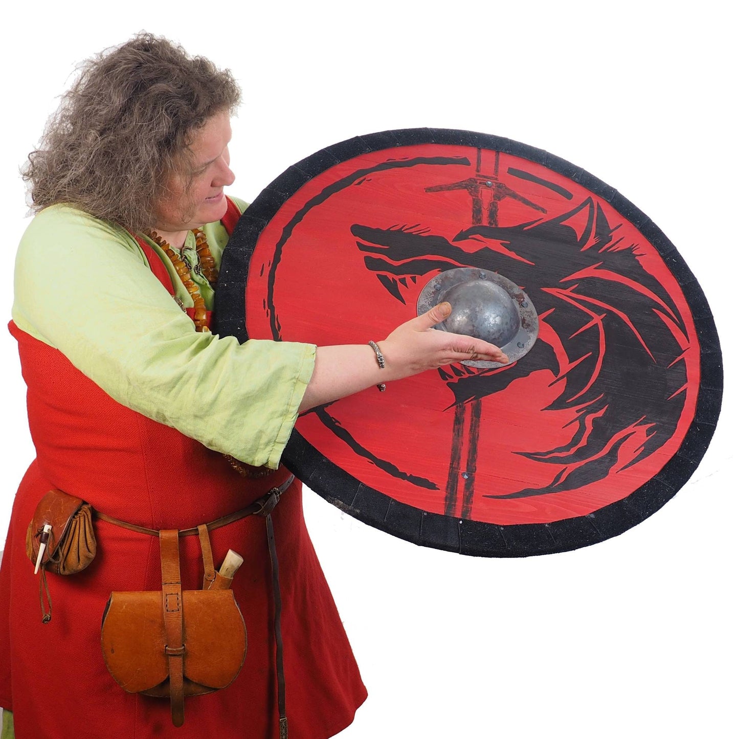 Personalized Red Wolf and Sword Viking Shield Pattern, 30 inch, Norsman shield, Wall decor, Larp and reenactment, SCA ready, witcher