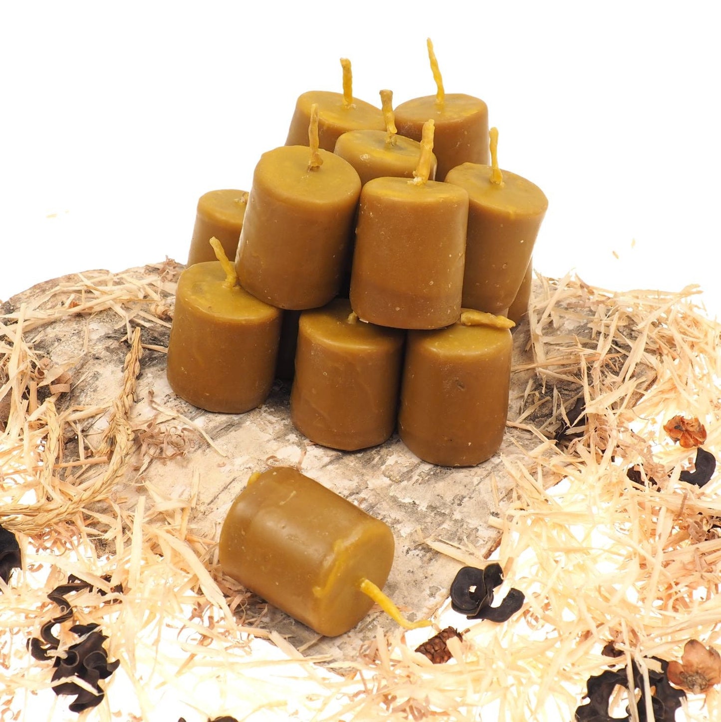 Pure Beeswax Candle, 2 and 1/2" high Unscented Beeswax Pillar Candle, Hand Made, Natural Eco Friendly for for Meditation, Prayer or Altar