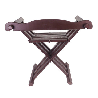 Folding chair, Old dark walnut color, Wooden medieval, folding chair with back support, viking, Personalized color