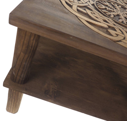 Coffee table, Aegishjalmur, Personalized, Hand Carving, Viking decor, hand carved table, Viking art, night table, Norse, Scandinavian,Norway