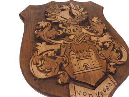 Personalized Family Crest, Hand Carved, Coat of Arms, Custom, Family Shield, Wooden Emblem, Wedding Wood Art, Heraldic, Woodcraft