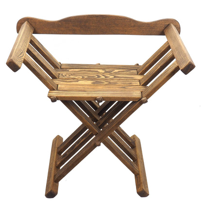 Old dark oak color Wooden medieval viking folding chair with back support, Personalized color