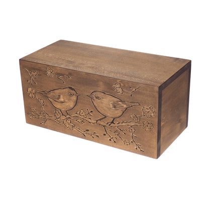 Double  Wood Urn Personalized For Human Ashes, Bird pattern,  Wooden Memorial Box Carved , Keepsake Cremation Urns,  Boxes For Burial