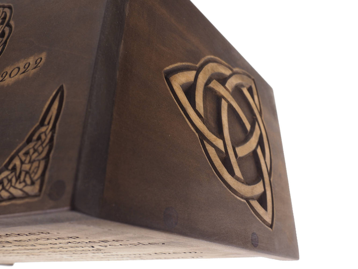 Viking Personalized Wood Urn with Yggdrasil, plait motive,  Wooden Memorial Box, Keepsake Cremation Urns, Cremation Boxes, Viking pagan