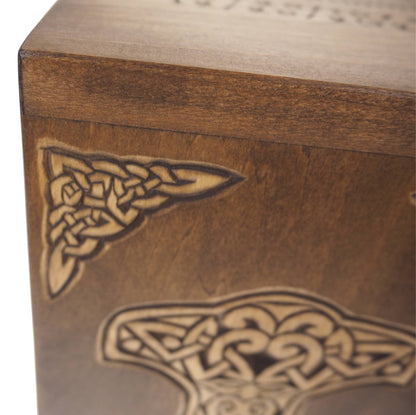 Personalized Wood Urn For Human Ashes,Thor hammer,  Wooden Memorial Box, Carved Keepsake Cremation Urns, Cremation Boxes For Burial