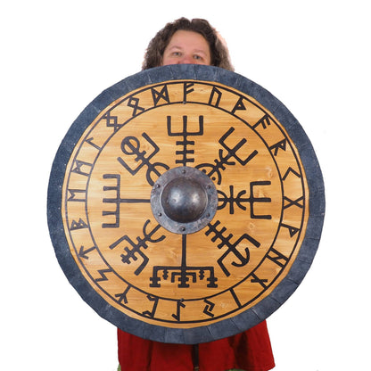 Personalized Aegishjalmur Viking Shield Pattern, 30 inch, Norsman shield, Wall decor, Larp and reenactment, SCA ready, black shield