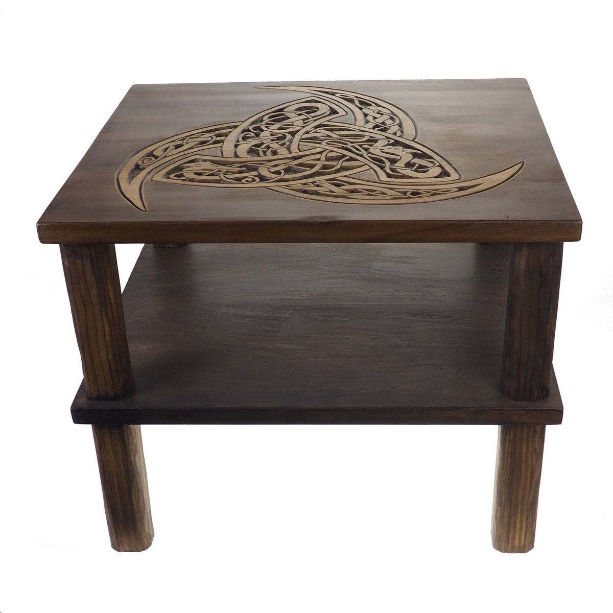 Coffee table, triple horns of Odin, Personalized, Hand Carving, Viking decor, hand carved table, Viking, night table, Norse, Scandinavian