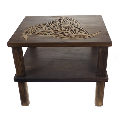 Coffee table, triple horns of Odin, Personalized, Hand Carving, Viking decor, hand carved table, Viking, night table, Norse, Scandinavian