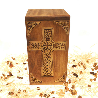 Personalized Wood Urn, For Human Ashes, Wooden Memorial Box, Carved Keepsake Cremation Urns, Cremation Box For Burial, Medieval Viking style