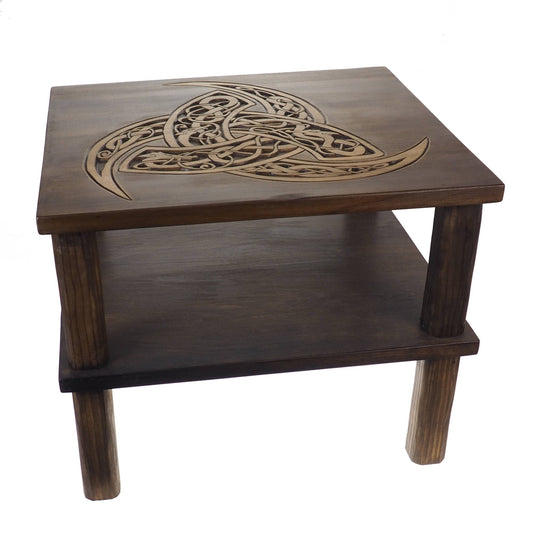 Coffee table, triple horns of Odin, Personalized, Hand Carving, Viking decor, hand carved table, Viking, night table, Norse, Scandinavian