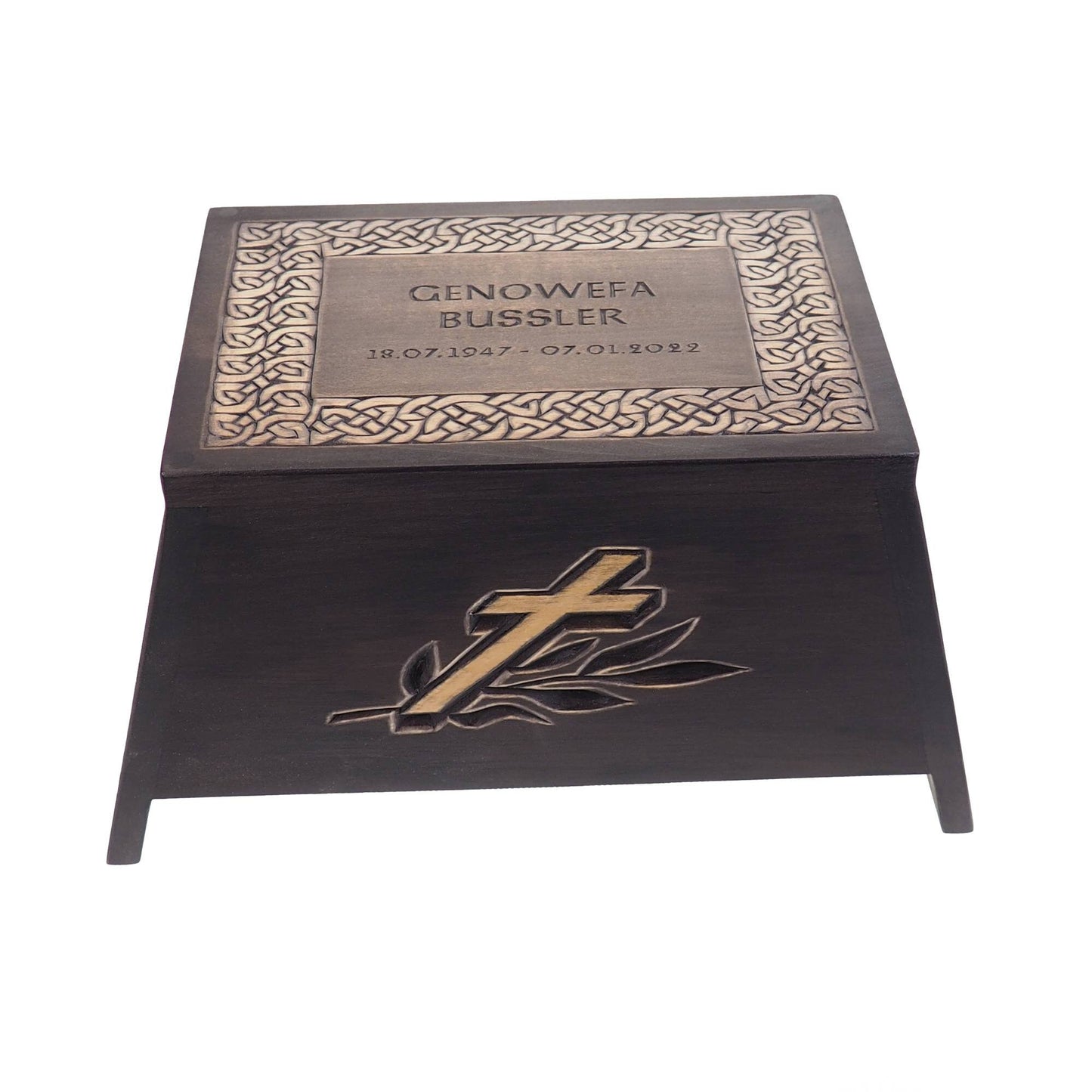 Ebony Personalized Wood Urn For Human Ashes, Wooden Memorial Box Carved , Keepsake Urns, Cremation Boxes For Burial,