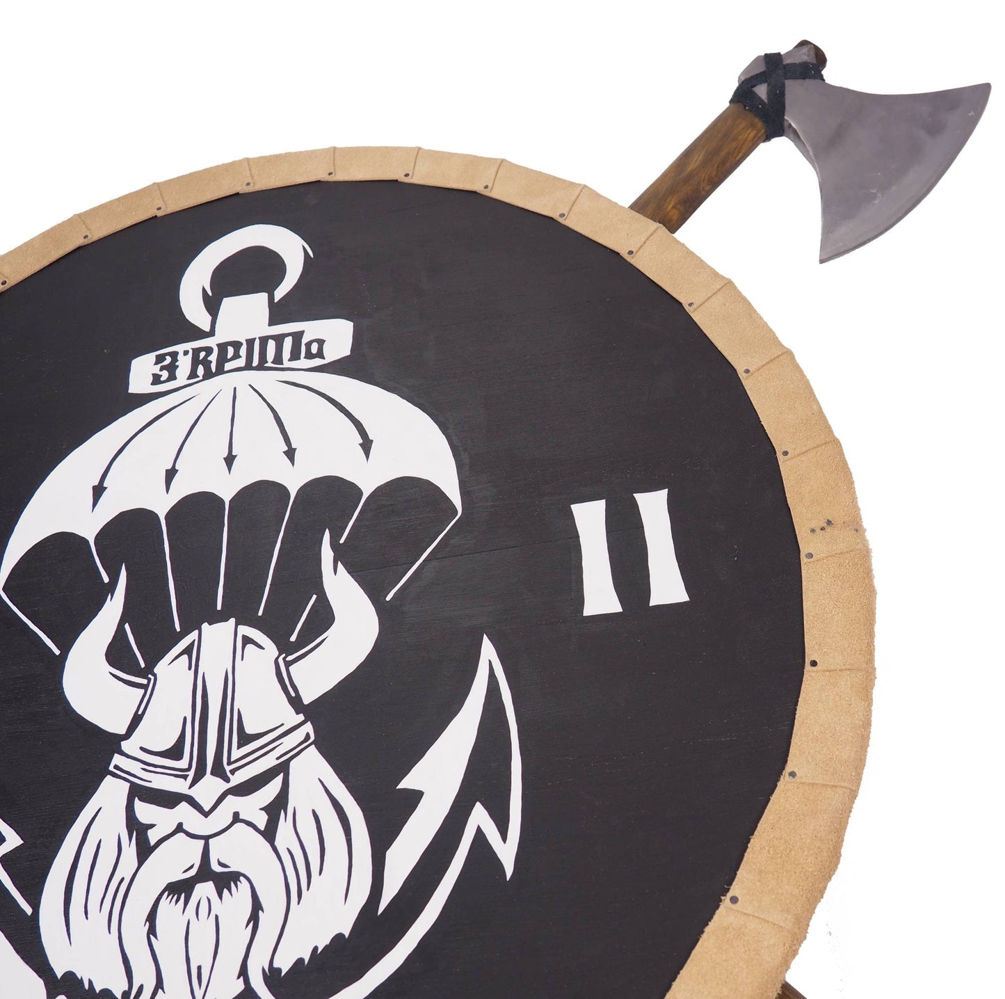 Personalized Viking Shield Pattern with 2 axes, 30 inch, Norsman shield, Wall decor, Larp and reenactment, SCA ready, black shield, axe