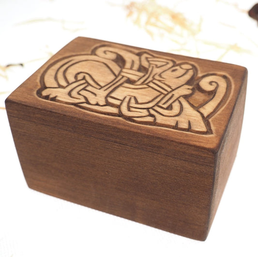 Mini Personalized Wood Urn For Pet Ashes, Wooden Memorial Box, Carved Keepsake Cremation Urns, Cremation Boxes For Burial Medieval Gothic