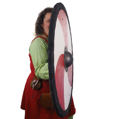 Red and white Viking Shield Pattern,cross pattern,  Norsman shield, Wall decor, Larp and reenactment, SCA ready, black shield