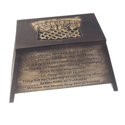 Viking Personalized Wood Urn with Yggdrasil, Viking ship, Wooden Memorial Box Carved , Cremation Urns,  Boxes For Burial, Viking, pagan