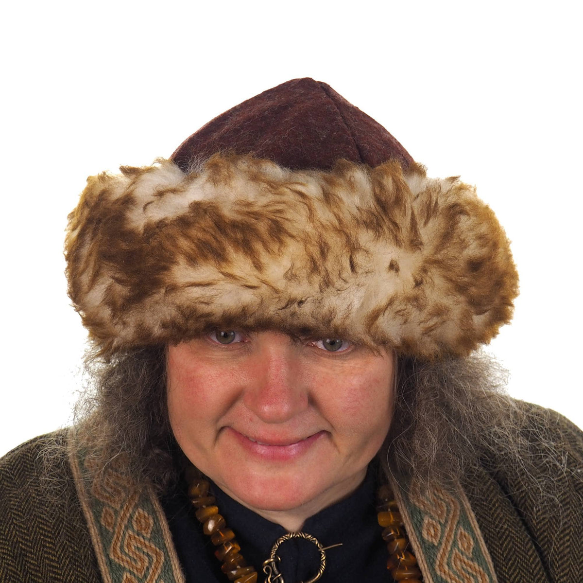 Viking violet wool hat, hand sewn, wool and sheep, larp, medieval, sca, unisex hat, Woolen headdress viking fur Slavic Viking clothing