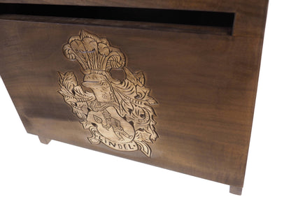 Big Personalised MailBox with Crest,  Wooden Wall Mount,  CardBox with Key, Hanging Post Box with a slot, Housewarming Gift, Wedding Gift