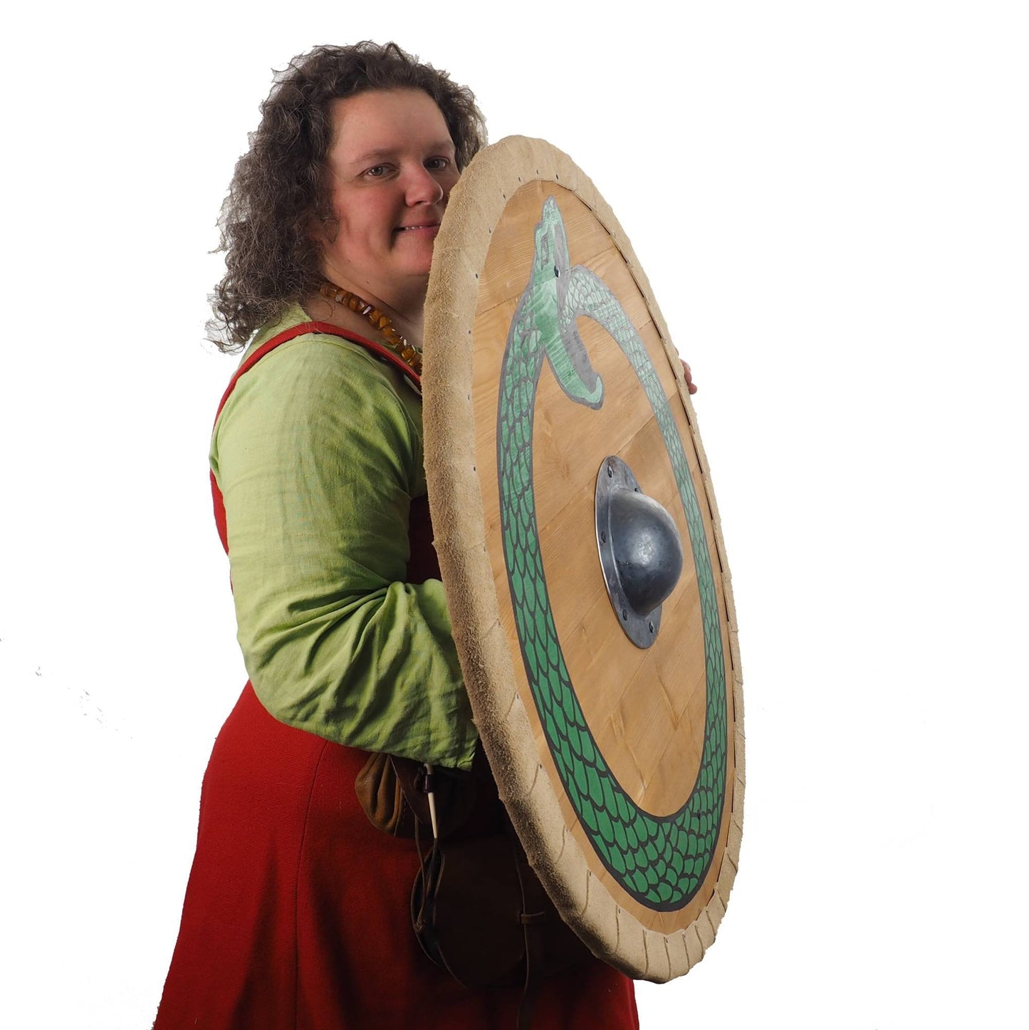 Personalized Viking Shield with Green Ouroboros  Pattern, 30 inch, Norsman shield, Wall decor, Larp and reenactment, SCA ready, black shield