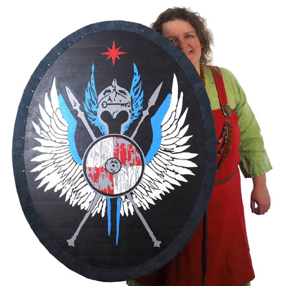 Oval Crest Shield, company logo, Personalized Viking Shield, Hand Painted, Wall decor, Larp and reenactment, SCA ready, pub decor, Norman