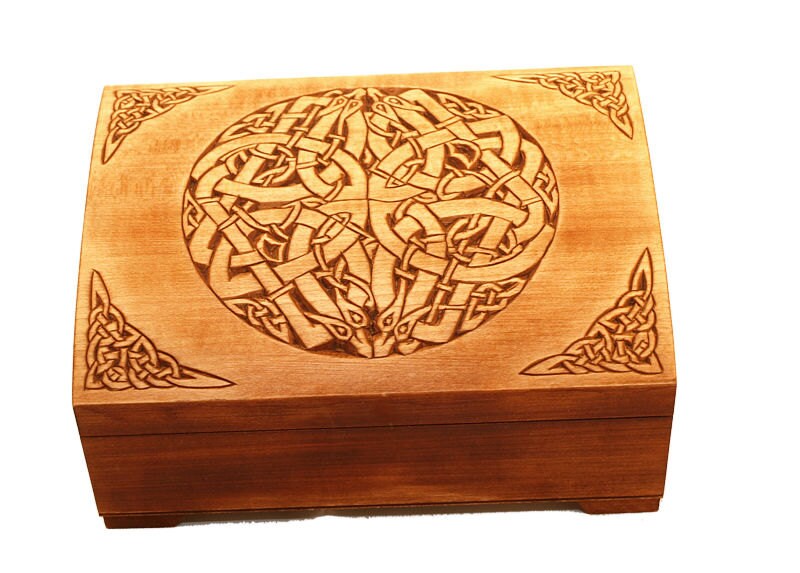 Wooden historical box with Urnes Dragons