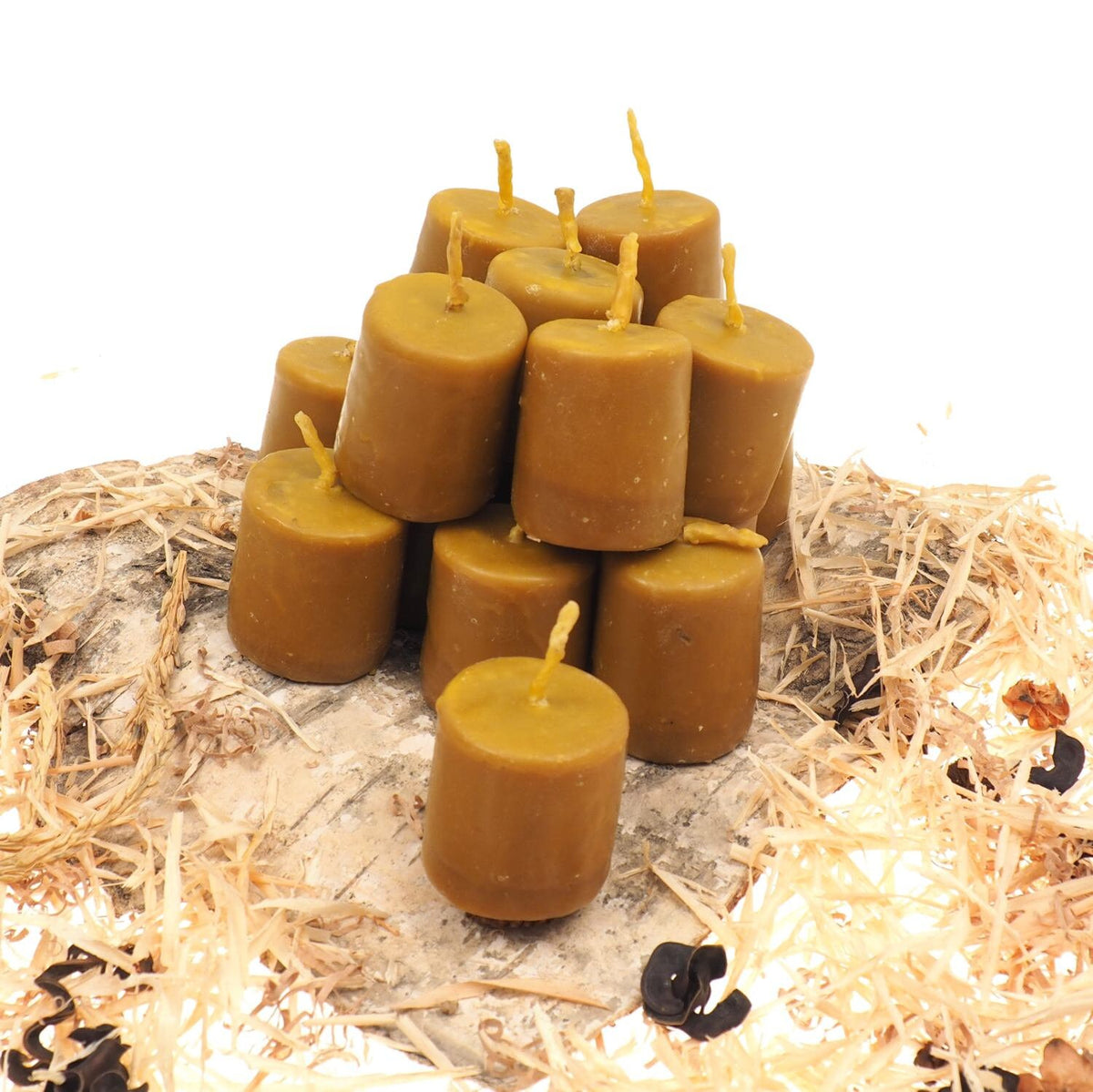 Pure Beeswax Candle, 2 and 1/2" high Unscented Beeswax Pillar Candle, Hand Made, Natural Eco Friendly for for Meditation, Prayer or Altar