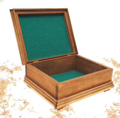 Hand carved wooden jewelry box with a gothic pattern