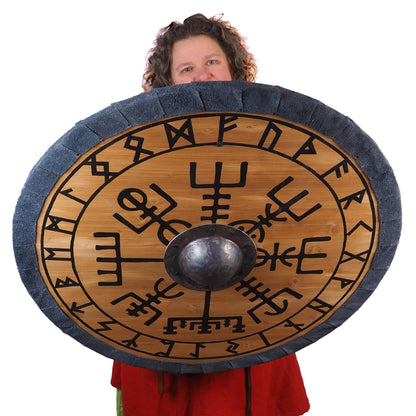 Personalized Aegishjalmur Viking Shield Pattern, 30 inch, Norsman shield, Wall decor, Larp and reenactment, SCA ready, black shield