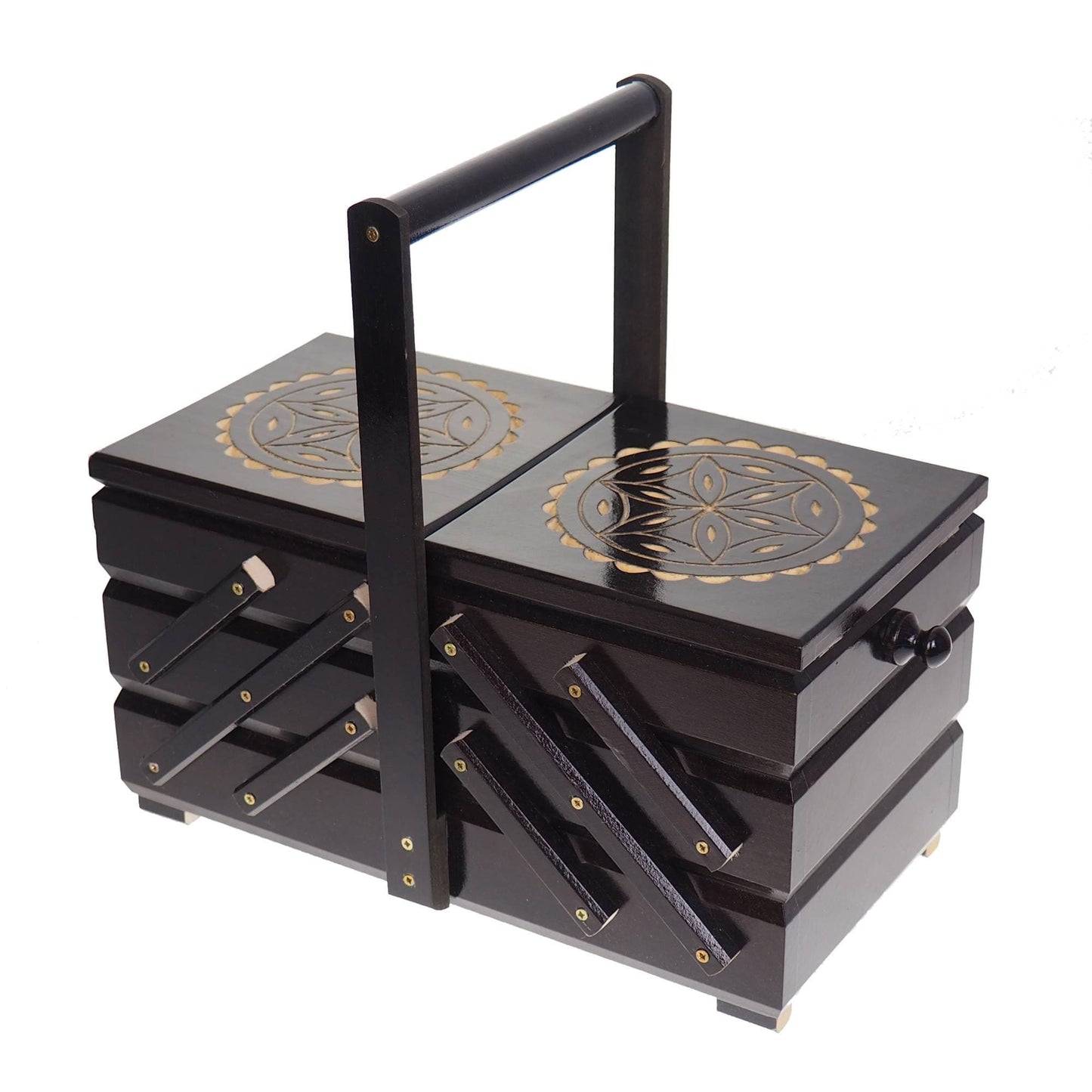 Wooden sewing box, thread box, organizer for small items, foldable thread organizer, box for accessories, accordion box, SCA, reenactment