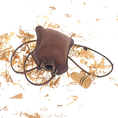 Light Brown Small Flask,  hand crafted, authentic medieval wine skin, with wooden stopper, leather flask bladder ALL NATURAL
