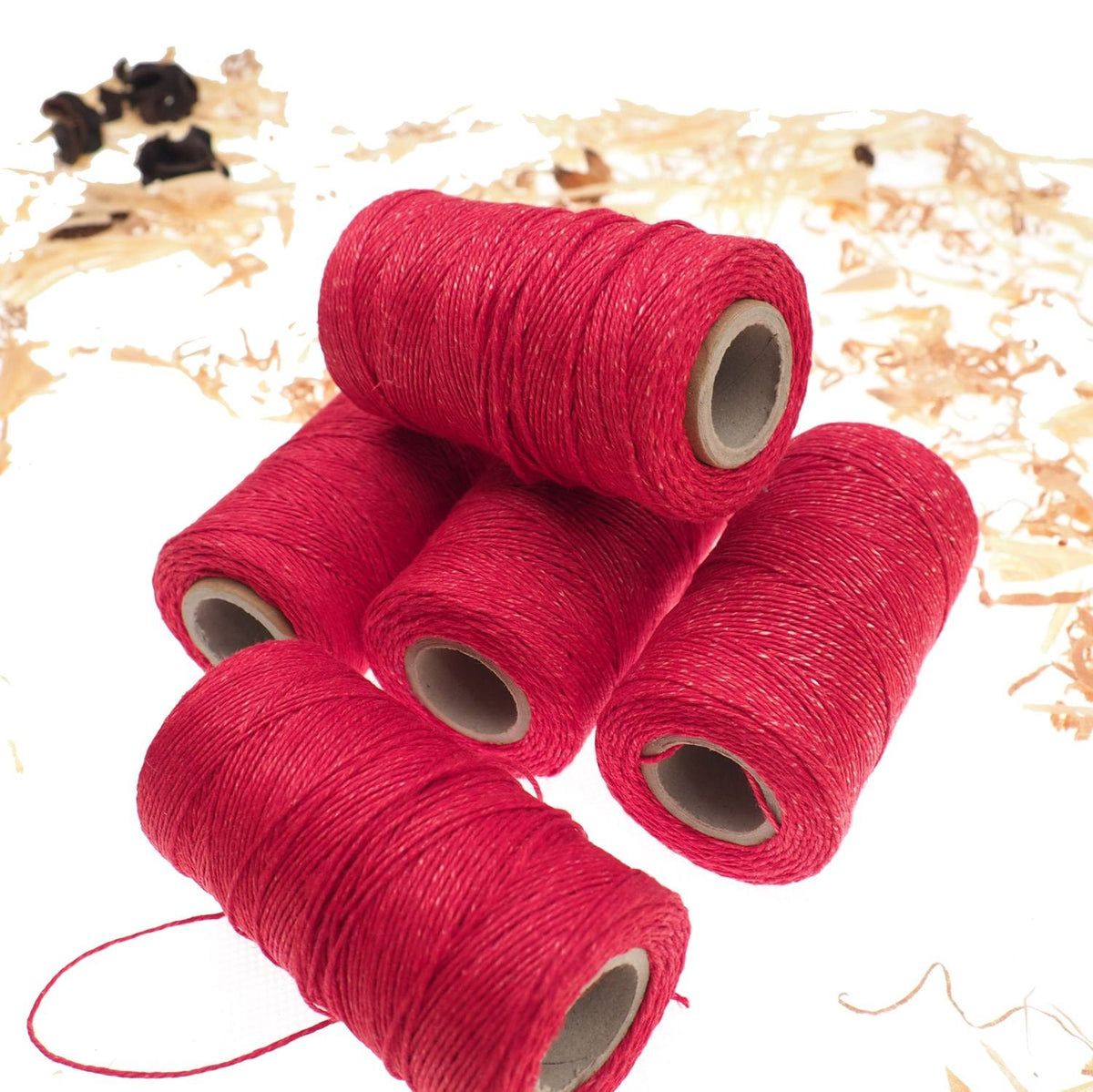 RED linen thread, unwaxed red Linen String , Warp Thread thickness of 1mm / 3ply 100grams (210 yards ~ 190 metres), linen sewing thread