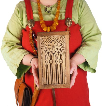 Small Personalized Wood Urn For Human Ashes, Wooden Memorial Box, Carved Keepsake Cremation Urns, Cremation Boxes For Burial Medieval Gothic