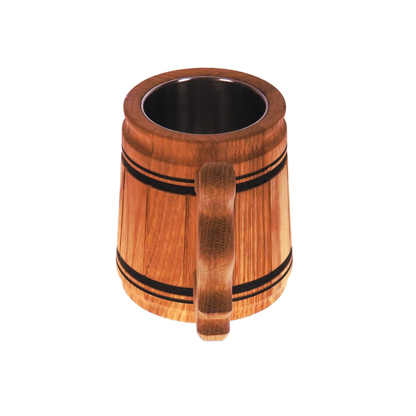 Oak Wooden Beer Mug 0,3 liter  11 oz, steel inside wooden cup, wooden drinking mug, historical mug, rustic mug, medieval replica