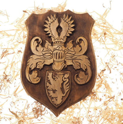 Personalized Family Crest, Hand Carved, Coat of Arms, Custom, Family Shield, Wooden Emblem, Wedding Wood Art, Heraldic, Woodcraft
