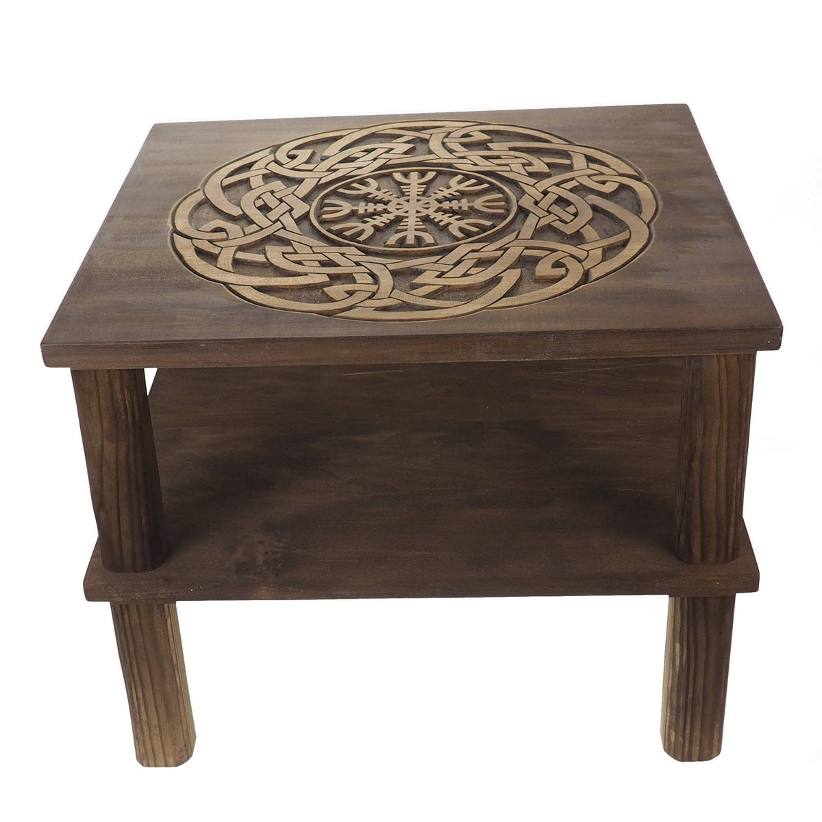Coffee table, Aegishjalmur, Personalized, Hand Carving, Viking decor, hand carved table, Viking art, night table, Norse, Scandinavian,Norway