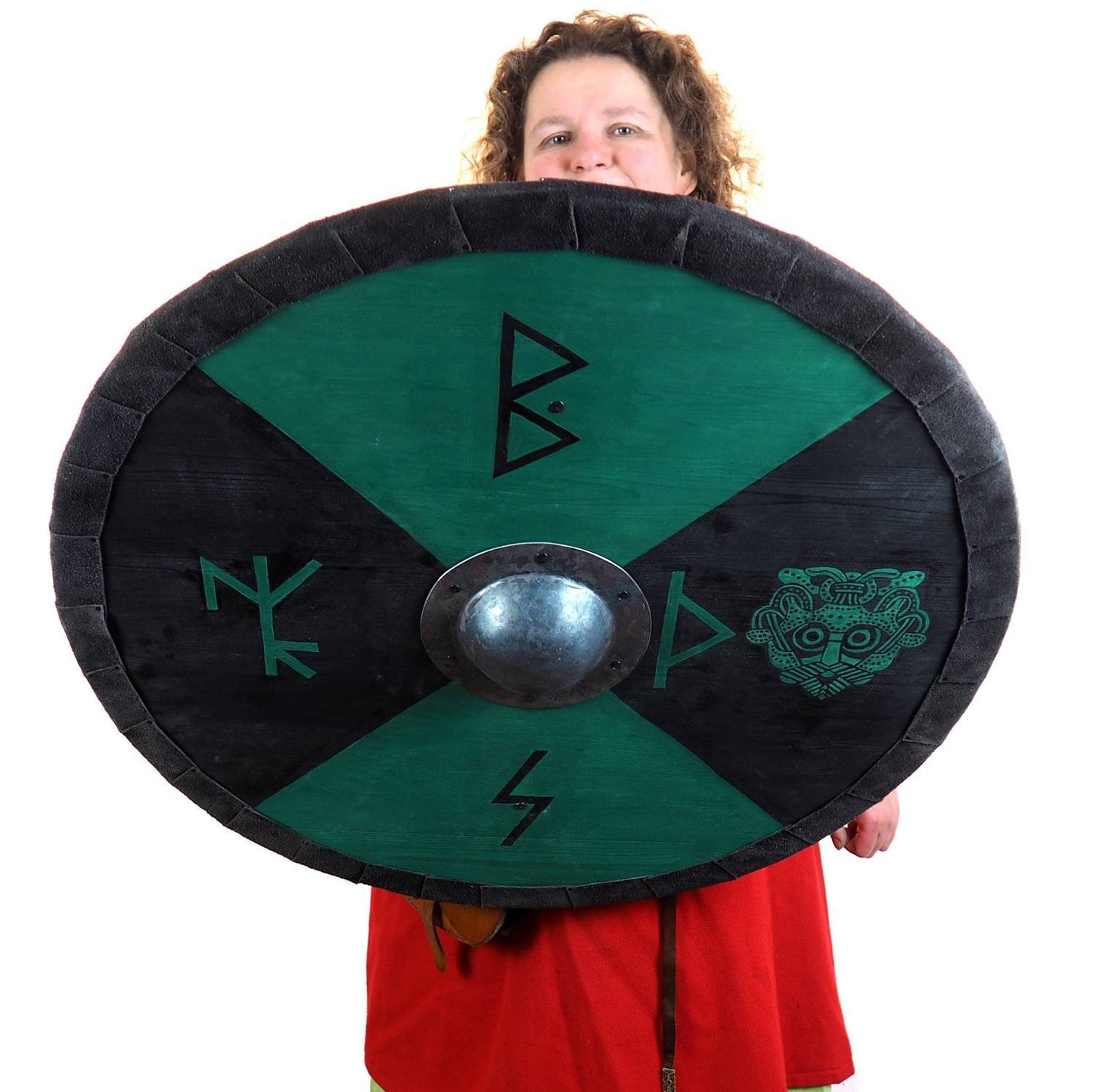 Personalized runic Viking Shield with Thor mask, Norsman shield, Wall decor, Larp and reenactment, SCA ready, black shield, Valhalla pattern