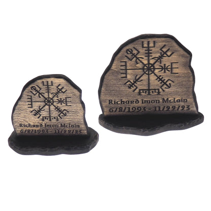 Viking Personalized Memory Stone with Runic Compass, Viking runestone, Memorial stone Carved ,  Memory Stone, Viking, pagan