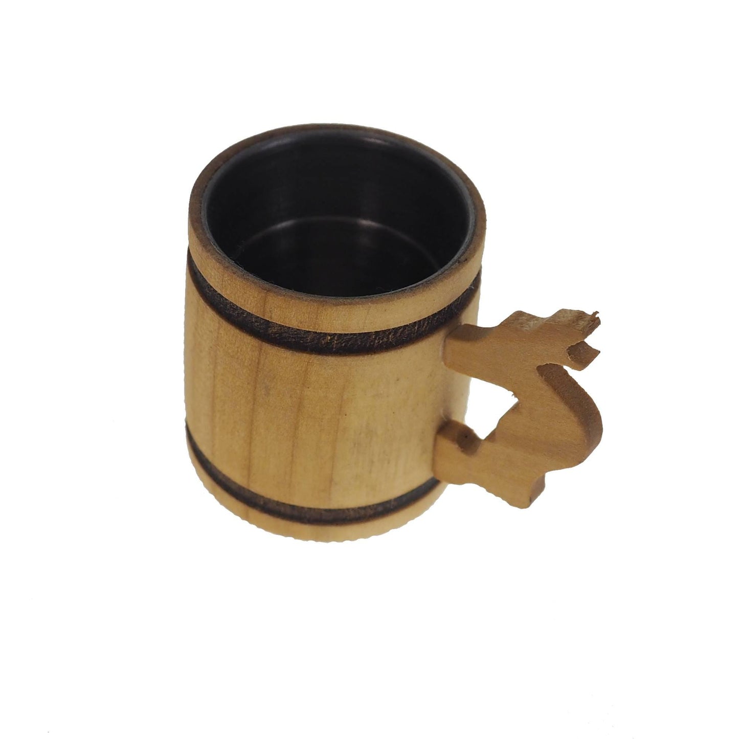 Oak Wooden Beer Mug 50 ml  1.7 oz, steel inside wooden cup, wooden drinking mug, historical mug, rustic mug, medieval replica