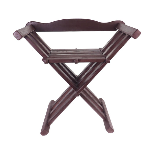 Folding chair, Old dark walnut color, Wooden medieval, folding chair with back support, viking, Personalized color