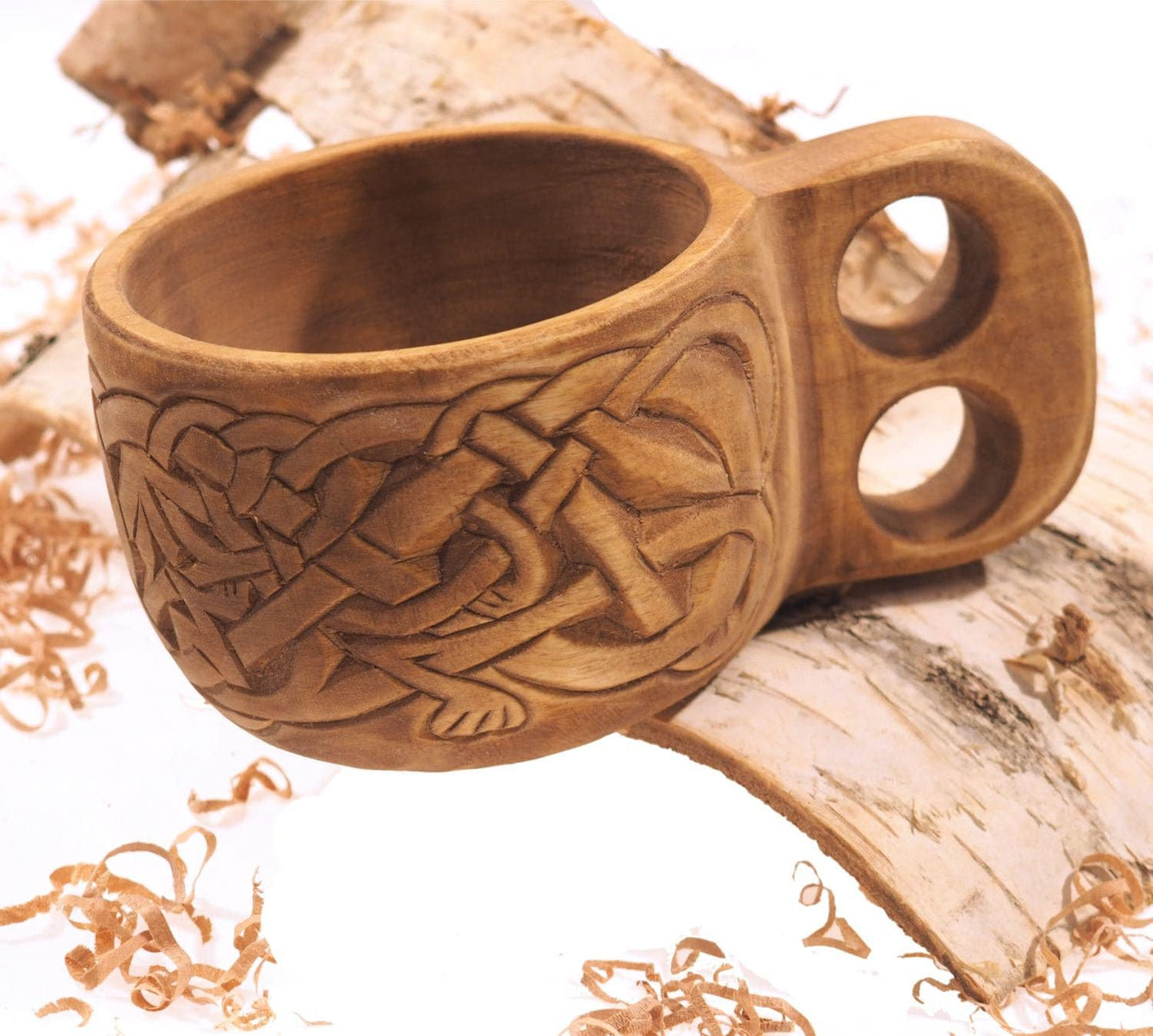 Viking Kuksa, Intricately carved, Viking style, wooden mug. kuksa Lisbjerg (Denmark), best man gift, SCA, Larp, medieval replica, historical