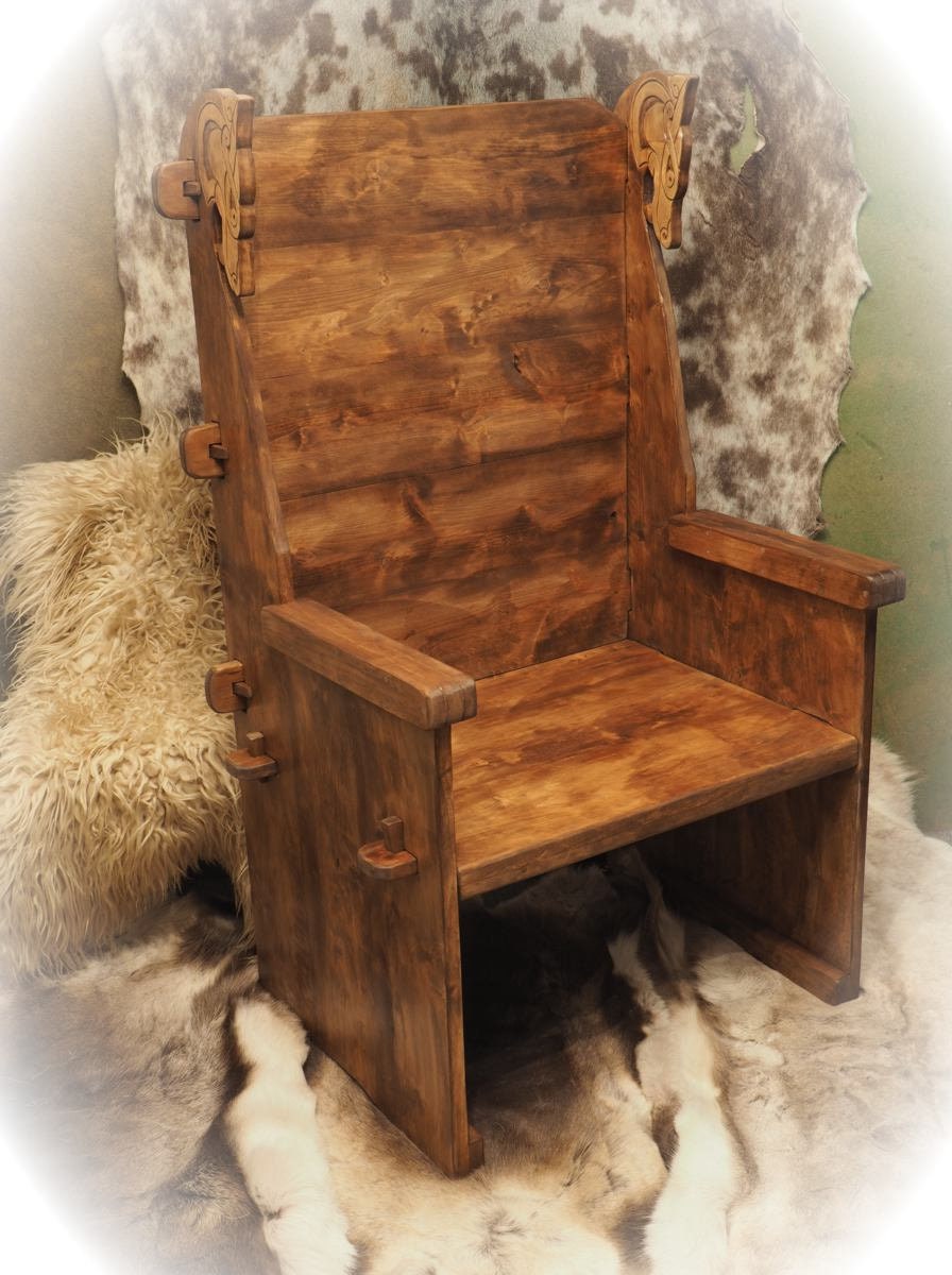 Viking medieval throne , larp, sca reenactment chair, historical furniture, viking throne,