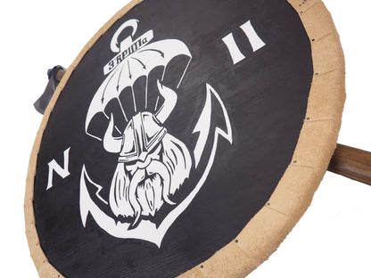Personalized Viking Shield Pattern with 2 axes, 30 inch, Norsman shield, Wall decor, Larp and reenactment, SCA ready, black shield, axe