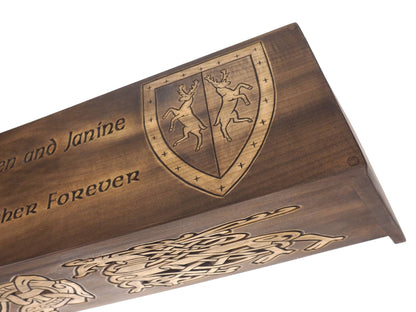 Personalized Double size Wood Urn For Ashes, Wooden Memorial Box Carved , Keepsake Cremation Urns, Cremation Boxes,Burial, Viking pagan