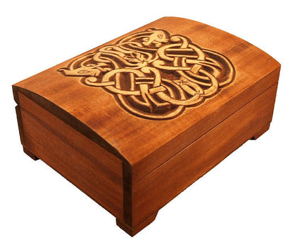 Wooden historical jewelry box with Urnes Dragons, Gotland (Sweden)