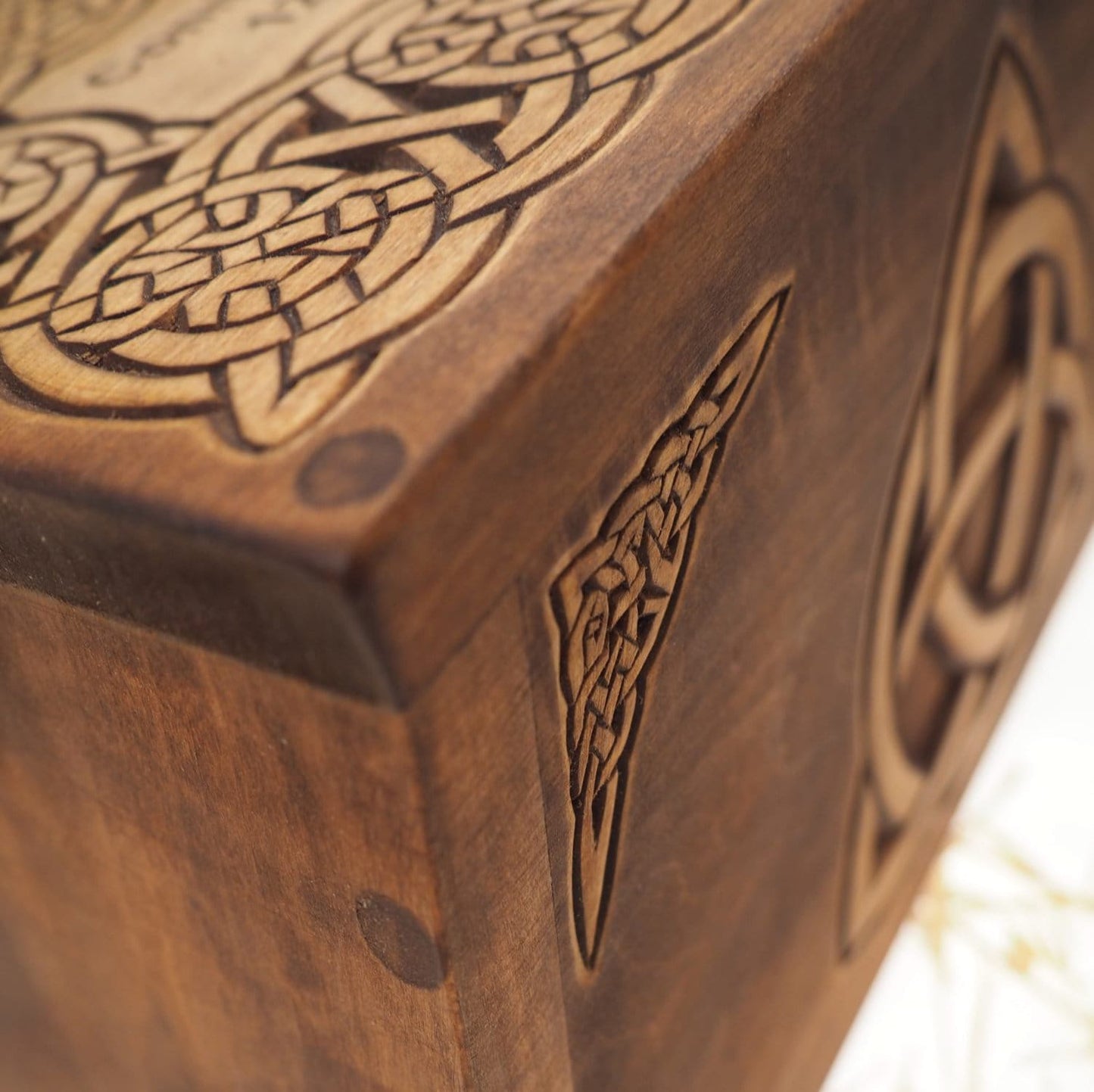 Triquetra Wooden Urn For Human Ashes, Wooden Memorial Box, Hand Carved, Keepsake Cremation Urns, Cremation Boxes For Burial, Celtic pagan