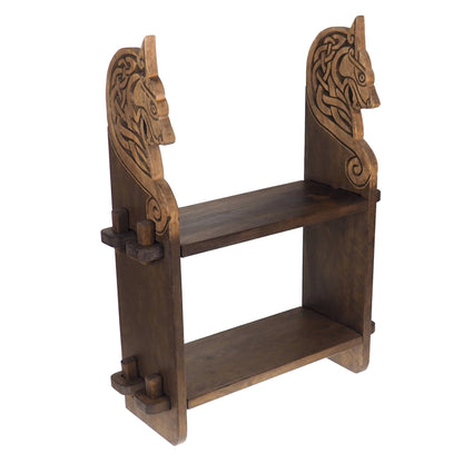 Small Viking personalized shelf, Wall shelf with wolf head, hanging book shelf , norsk style, medieval decor, Larp and SCA,  display shelf,