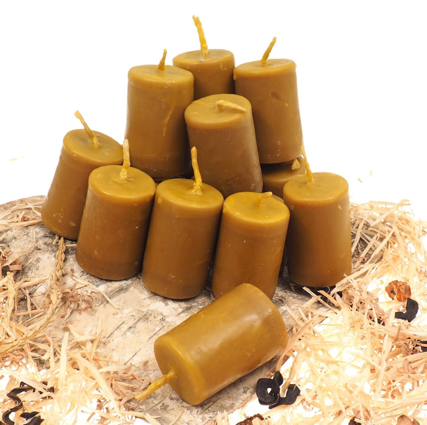 Pure Beeswax Candle, 3 and 1/2" high Unscented Beeswax Pillar Candle, Hand Made, Natural Eco Friendly for for Meditation, Prayer or Altar