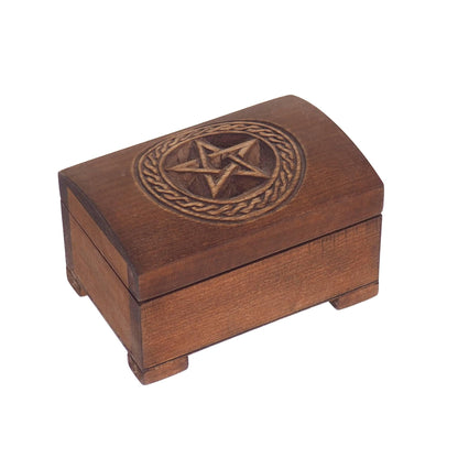 Wooden jewelry box, pentagram in  plait, hand carved, personalized, history pattern, gift box, custom jewelry box, wedding memory box,